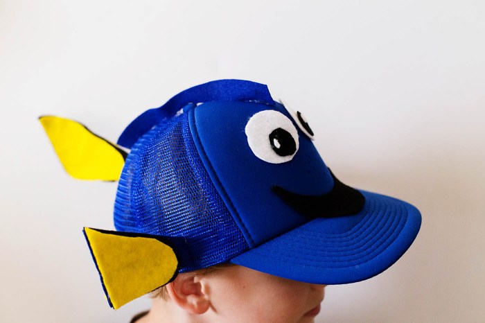 Diy dory costume mesh tubing hat